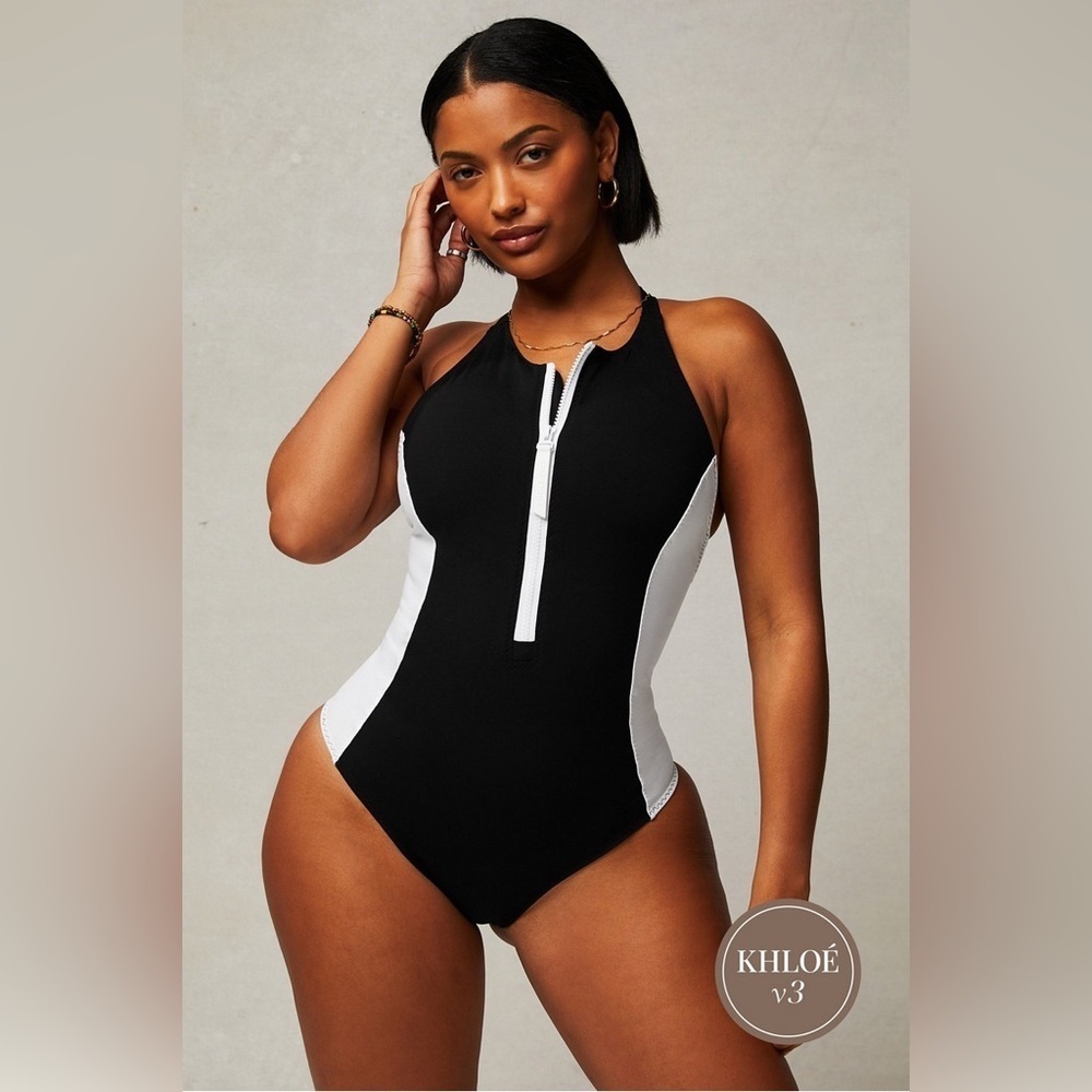 Fabletics Fabletics High Tide Zip-Front One-Piece Swimsuit Sz large